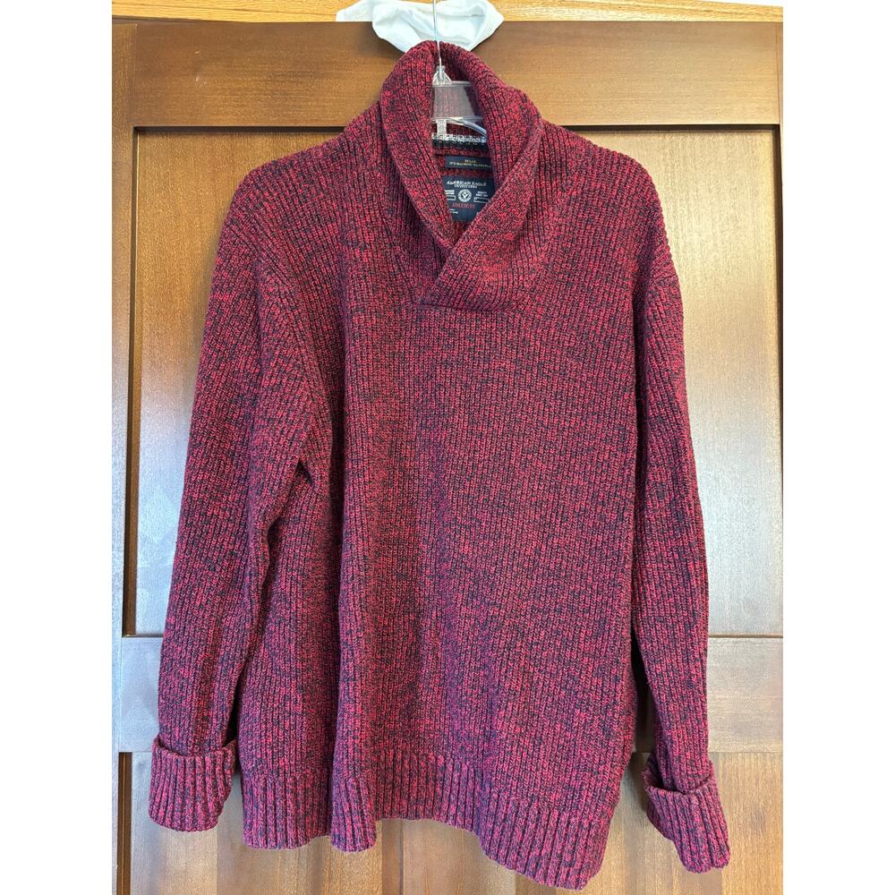 Red American Eagle Shawl Collar Sweater, XL, Athletic Fit